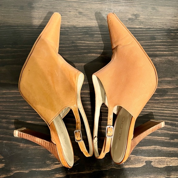 Aldo sz 8 Leather Sling Back Heels - Picture 5 of 12